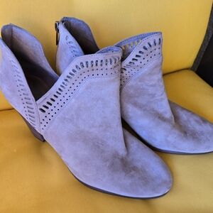 Vince Camuto Perforated Suede Ankle Boots in Light Tan
